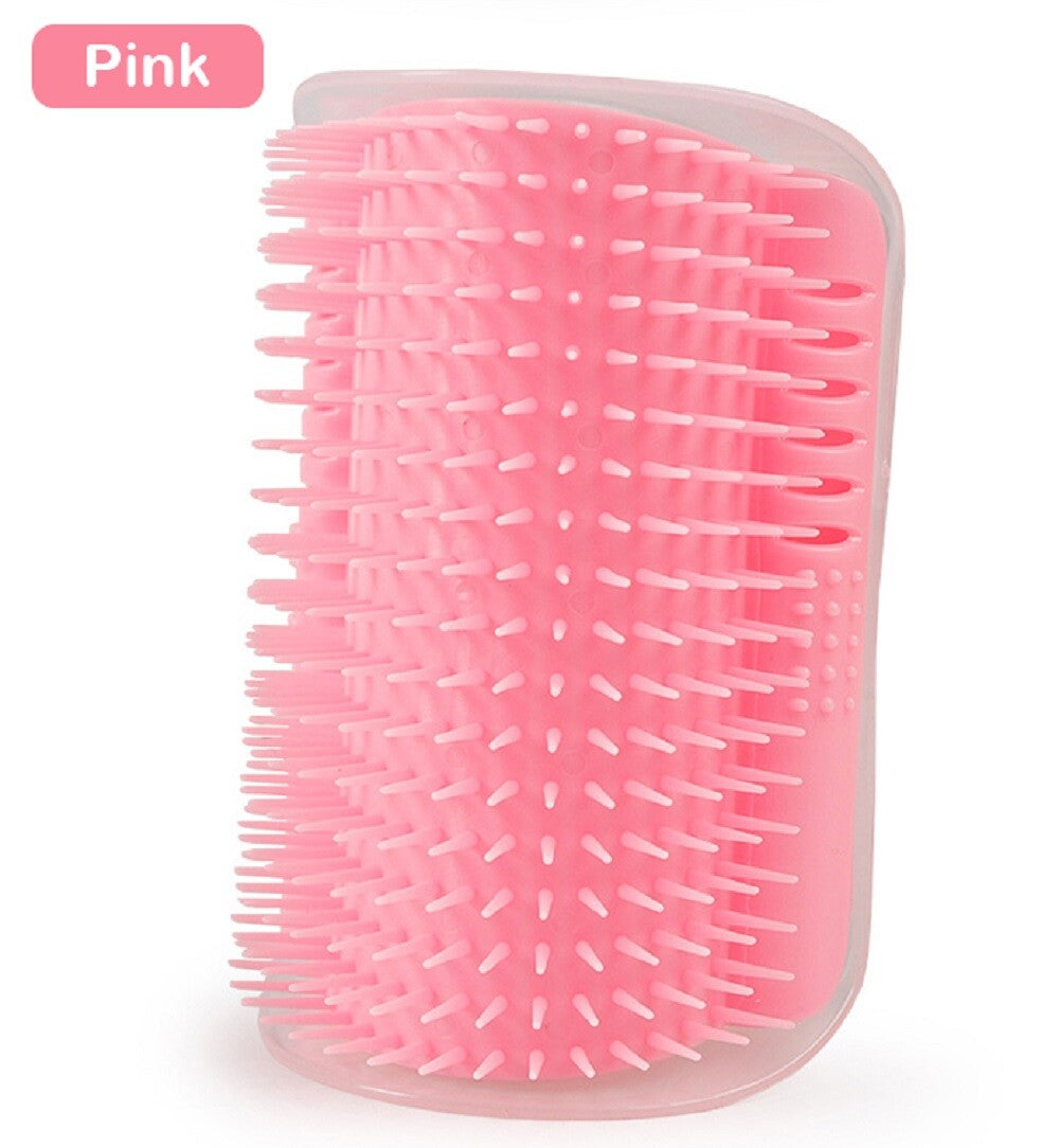 Cat Self Groomer Wall Brush Corner Face Scratcher Massage Comb Catnip Holder