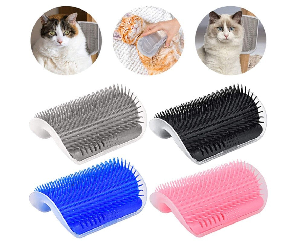 Cat Self Groomer Wall Brush Corner Face Scratcher Massage Comb Catnip Holder